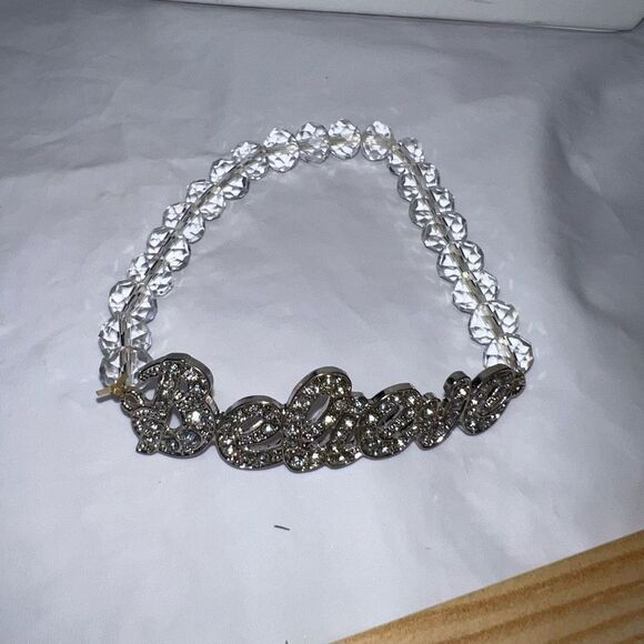 Faceted Bead Crystal “Believe” Stretch Bracelet - Picture 8 of 8